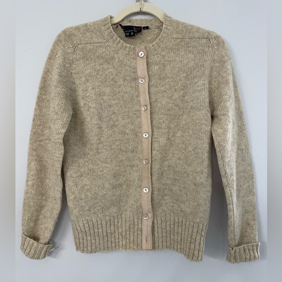 Vintage Outlander 100% Wool Womens Large Oatmeal Beige Color Button Up Cardigan - Picture 1 of 8